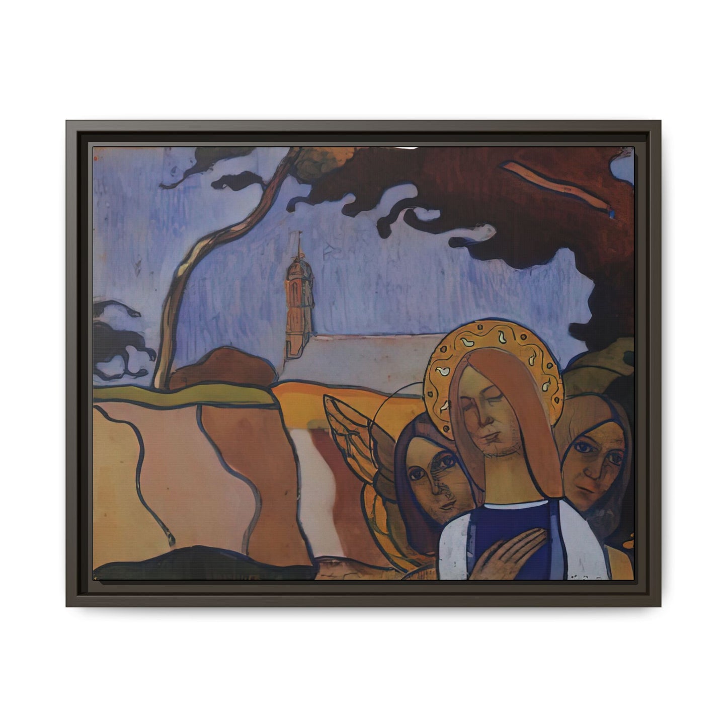 Filiger, Charles - Virgin and Two Angels (1895) - Matte Canvas, Framed