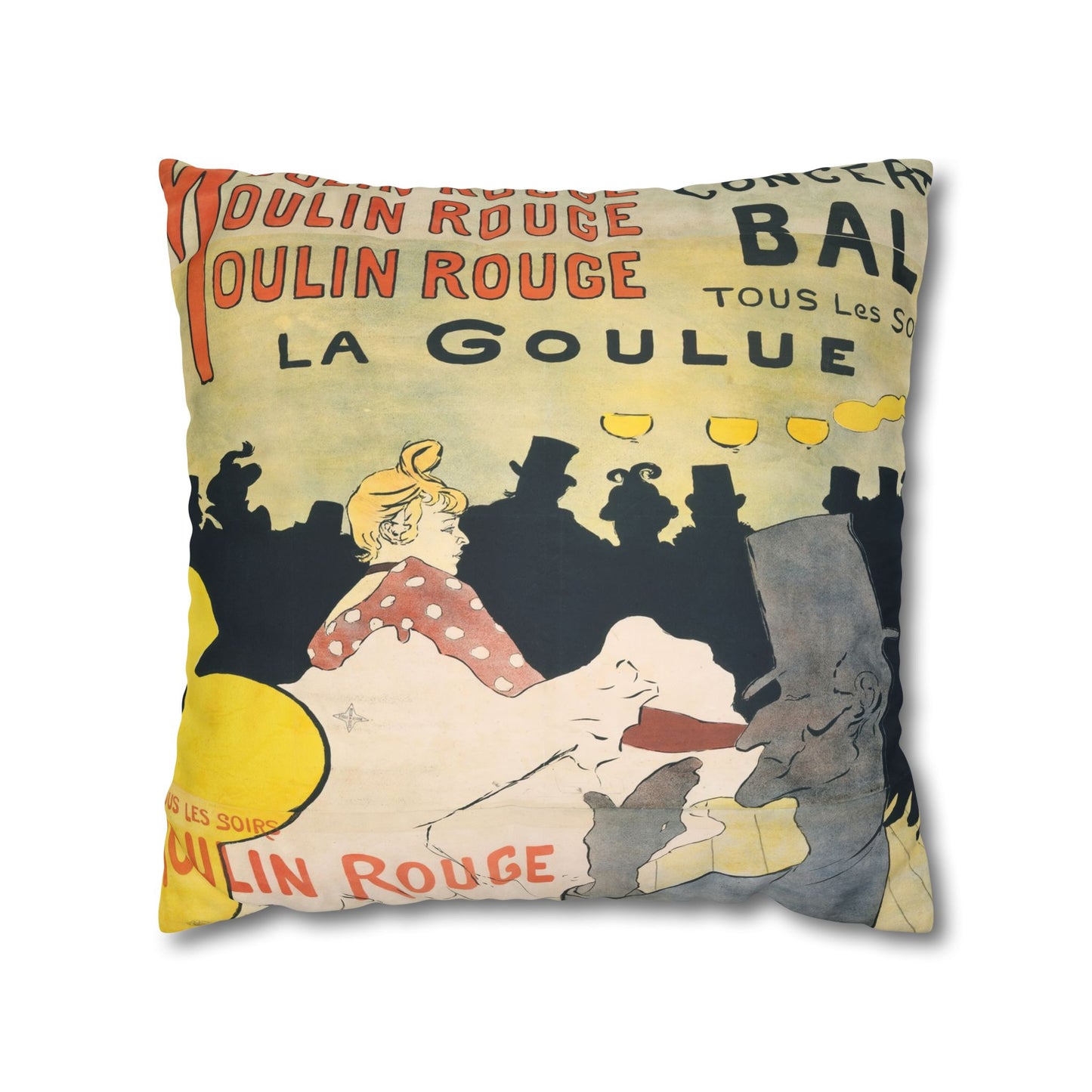 Toulouse-Lautrec, Henri - Moulin Rouge - La Goulue (1891) - Suede Square Pillowcase