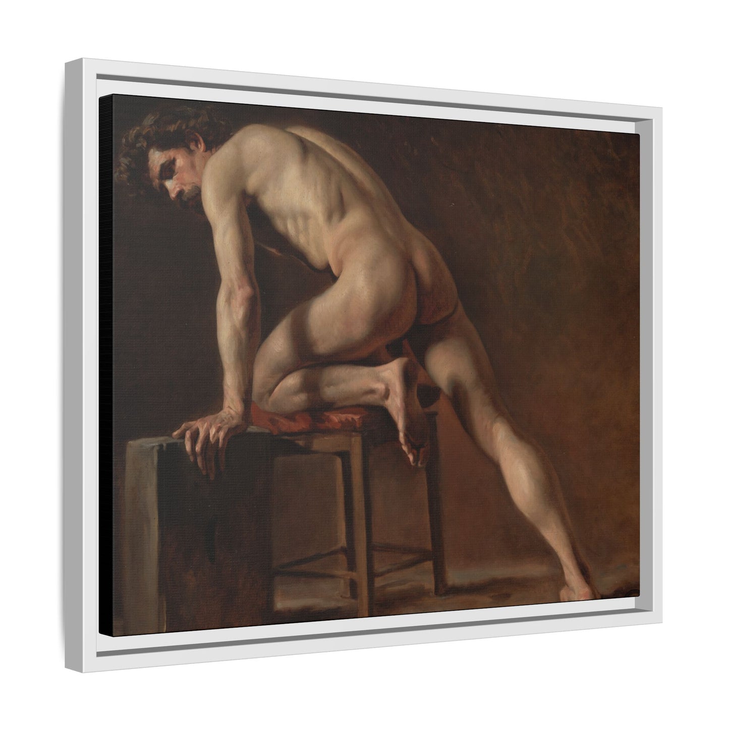 Courbet, Gustave - Study of a Nude Man (1840) - Matte Canvas, Framed