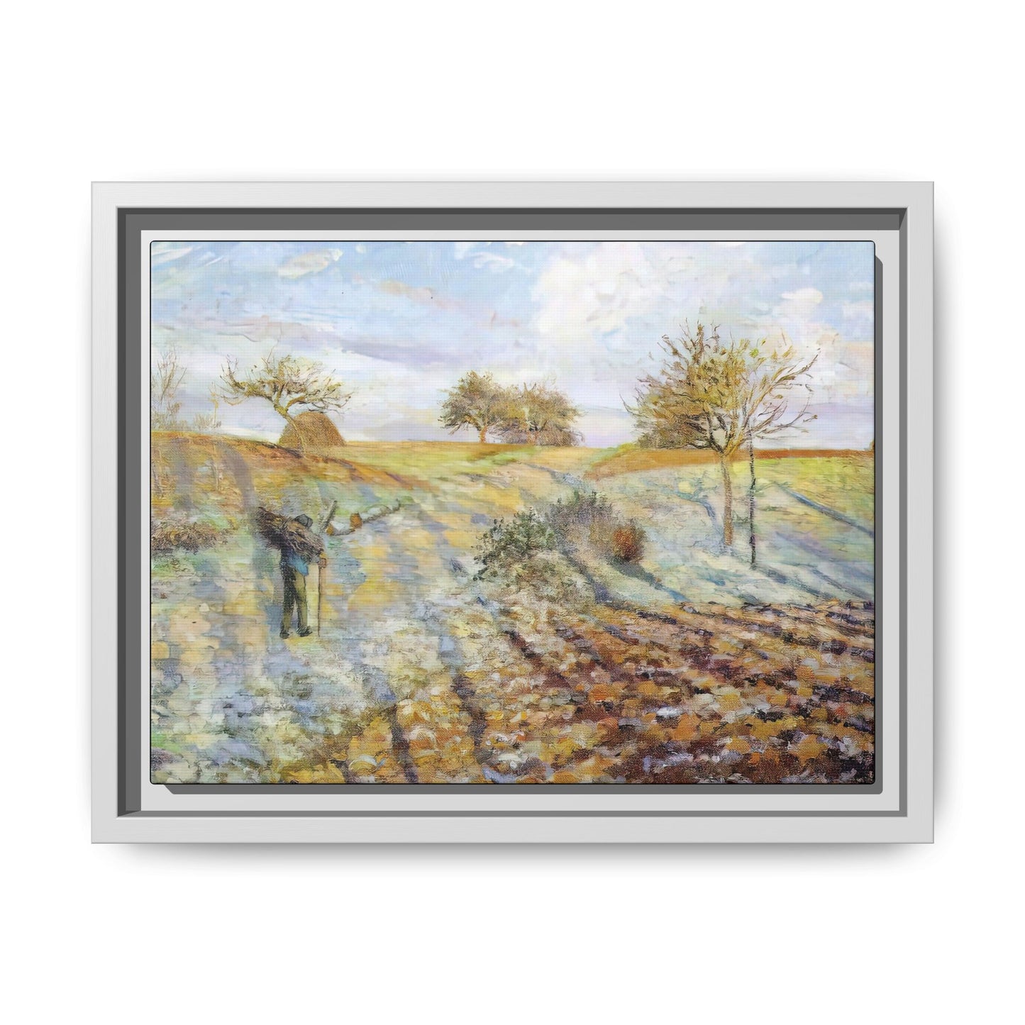 Pissarro, Camille - Hoarfrost (1873) - Matte Canvas, Framed