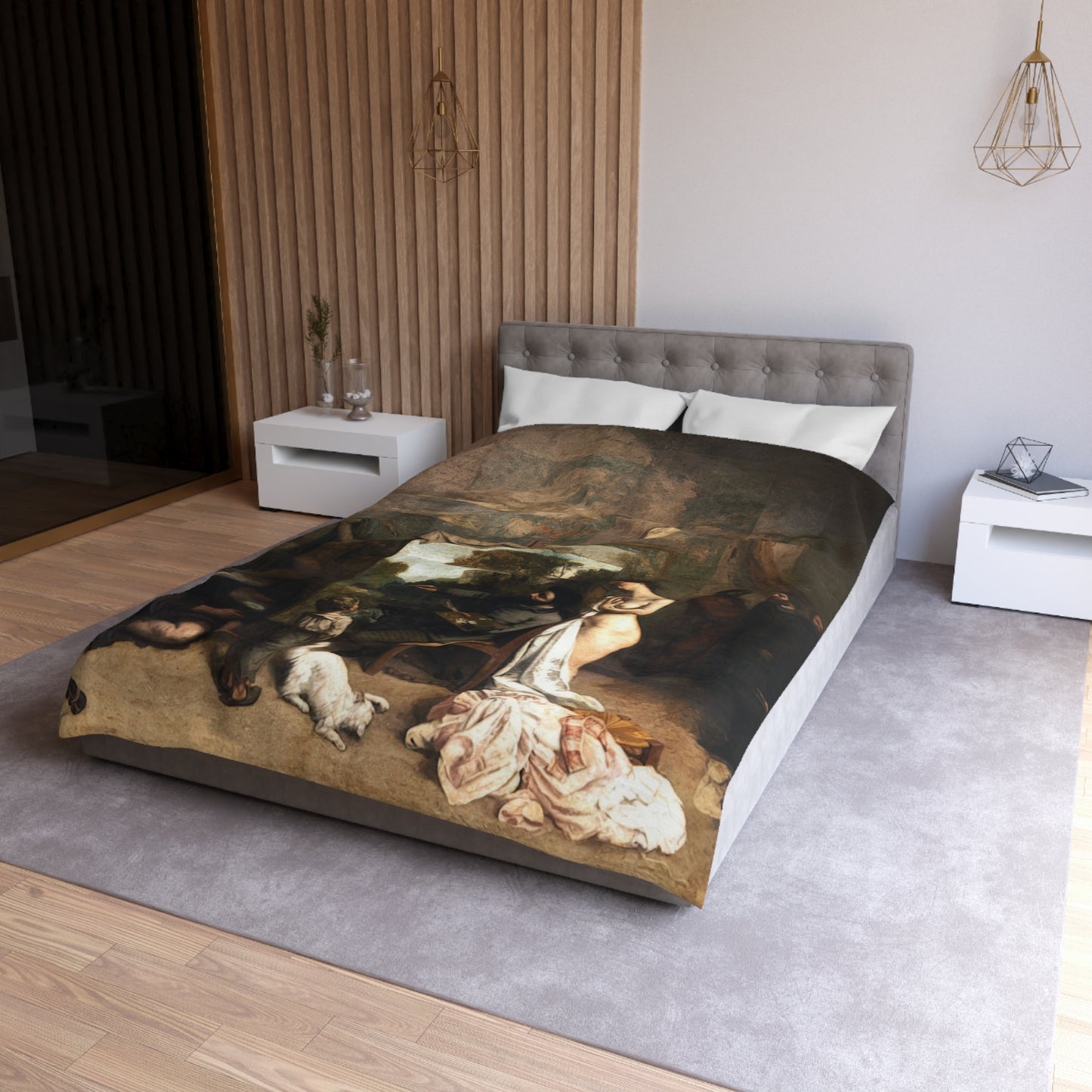 Courbet, Gustave - The Painter’s Studio (1855) - Microfiber Duvet Cover