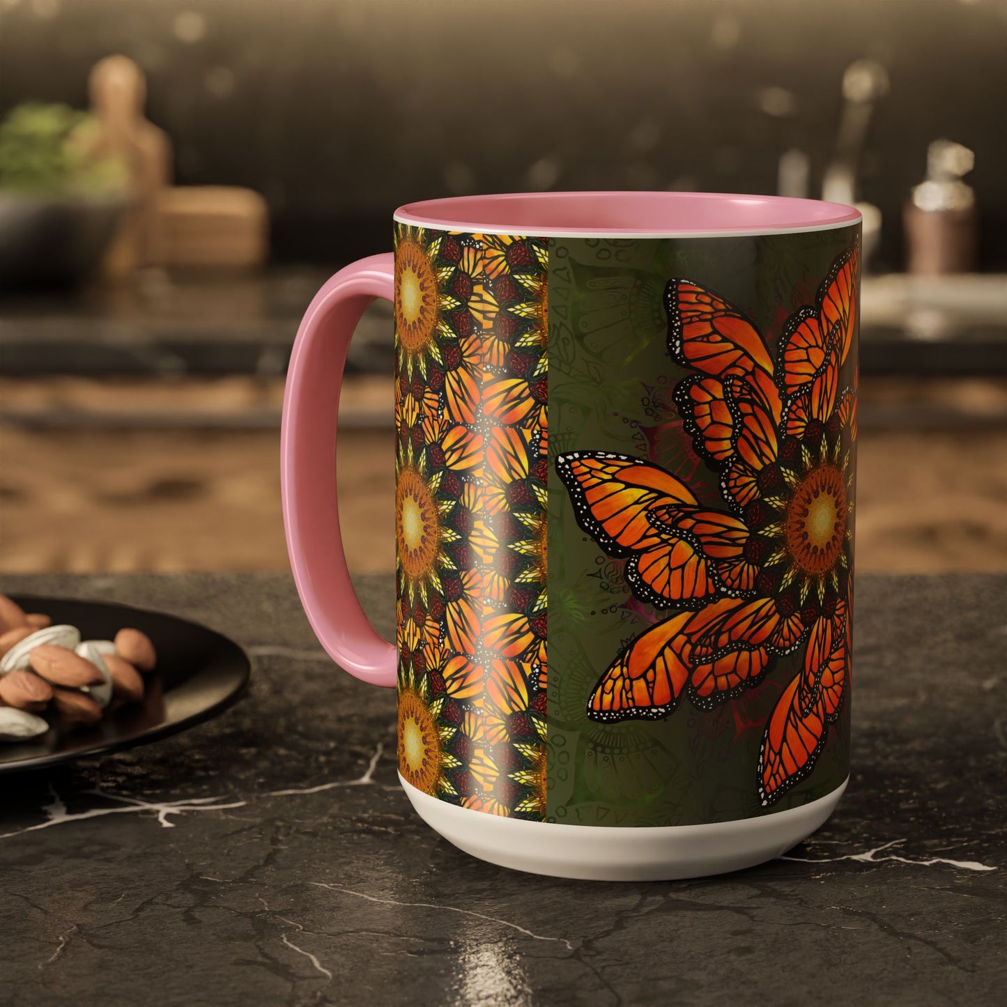 Pacio, Adam - Monarch Butterfly Mandala - Colorful Accent Mugs
