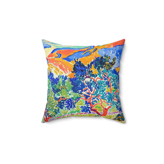 Derain, André - Mountains at Collioure (1905) - Suede Square Pillow