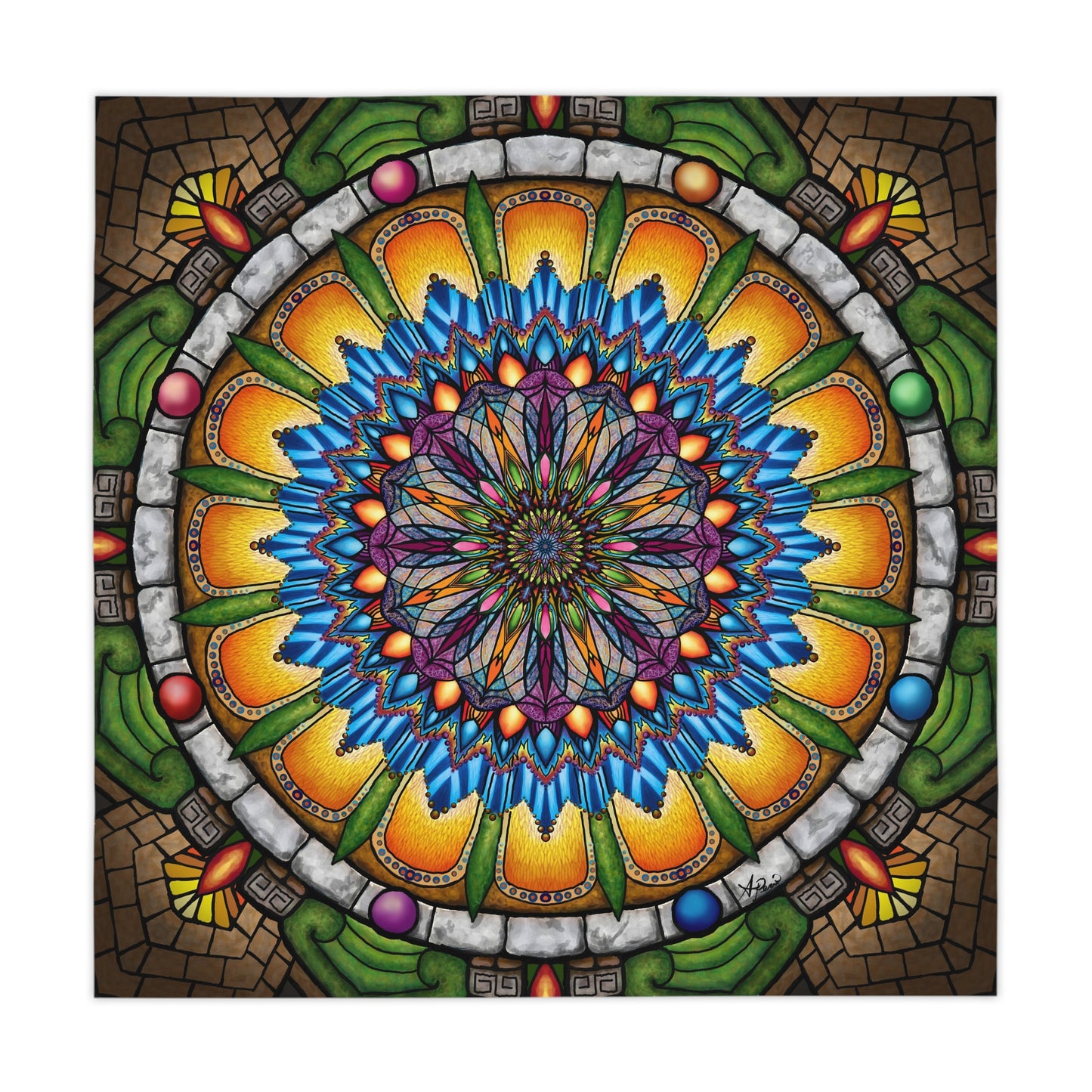 Emerald Arrows Mandala - Tablecloth