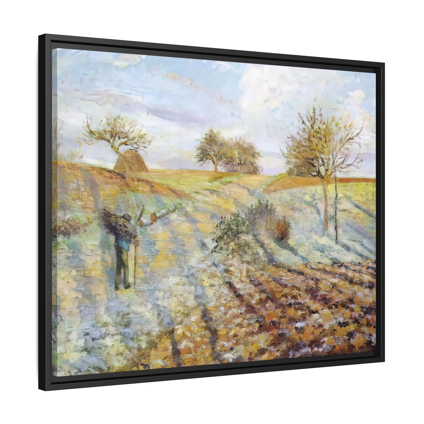 Pissarro, Camille - Hoarfrost (1873) - Matte Canvas, Framed