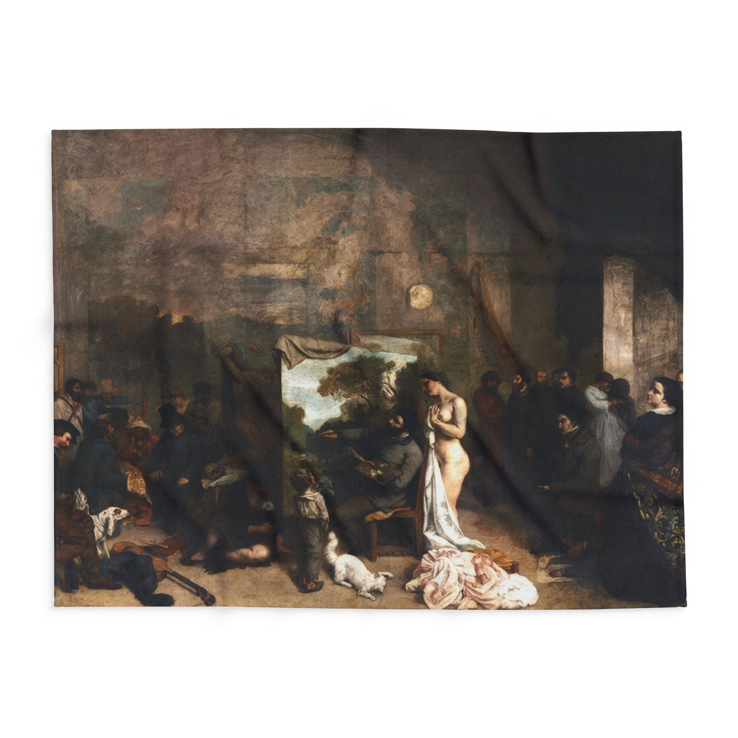 Courbet, Gustave - The Painter’s Studio (1855) - Arctic Fleece Blanket