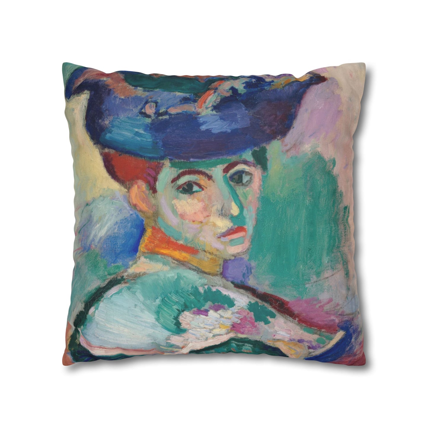 Matisse, Henri - Woman with a Hat (1905) - Suede Square Pillowcase