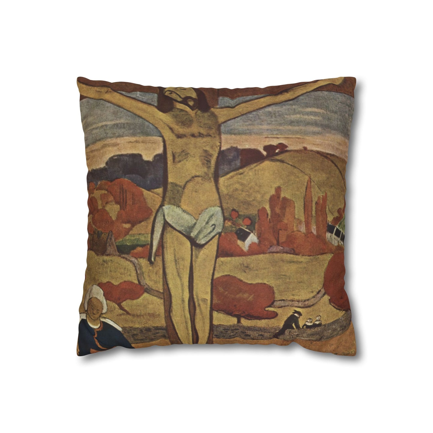 Gauguin, Paul - The Yellow Christ (1889) - Suede Square Pillowcase