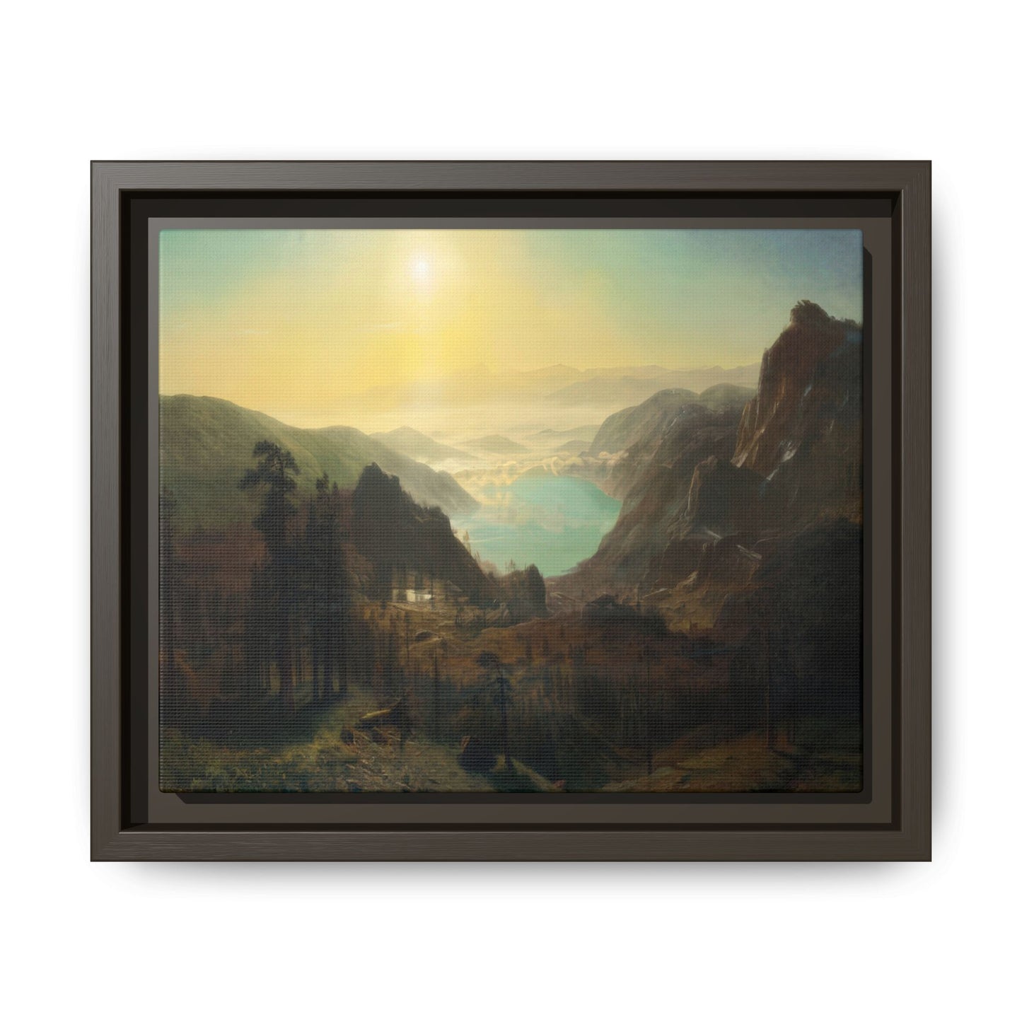 Bierstadt, Albert - Donner Lake from the Summit (1873) - Matte Canvas, Framed