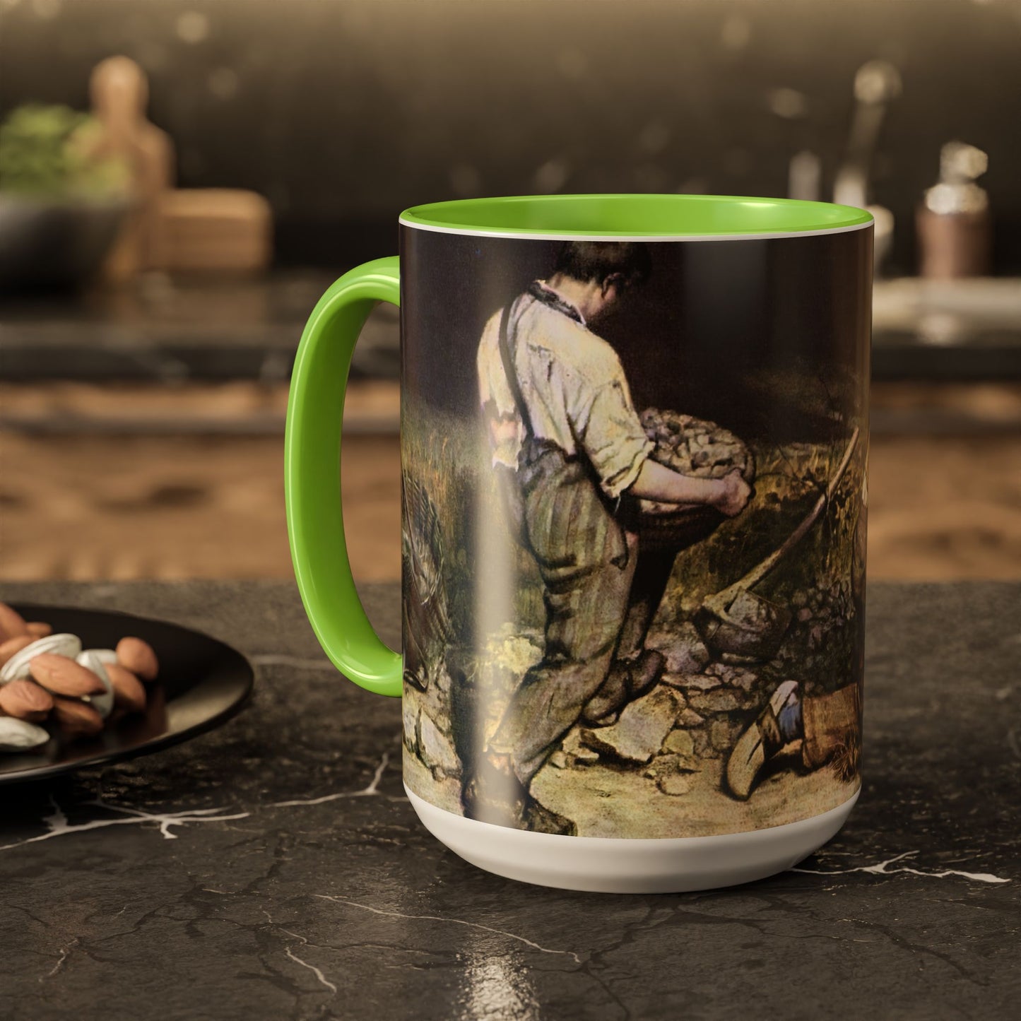 Courbet, Gustave - The Stone Breakers (1850) - Colorful Accent Mugs