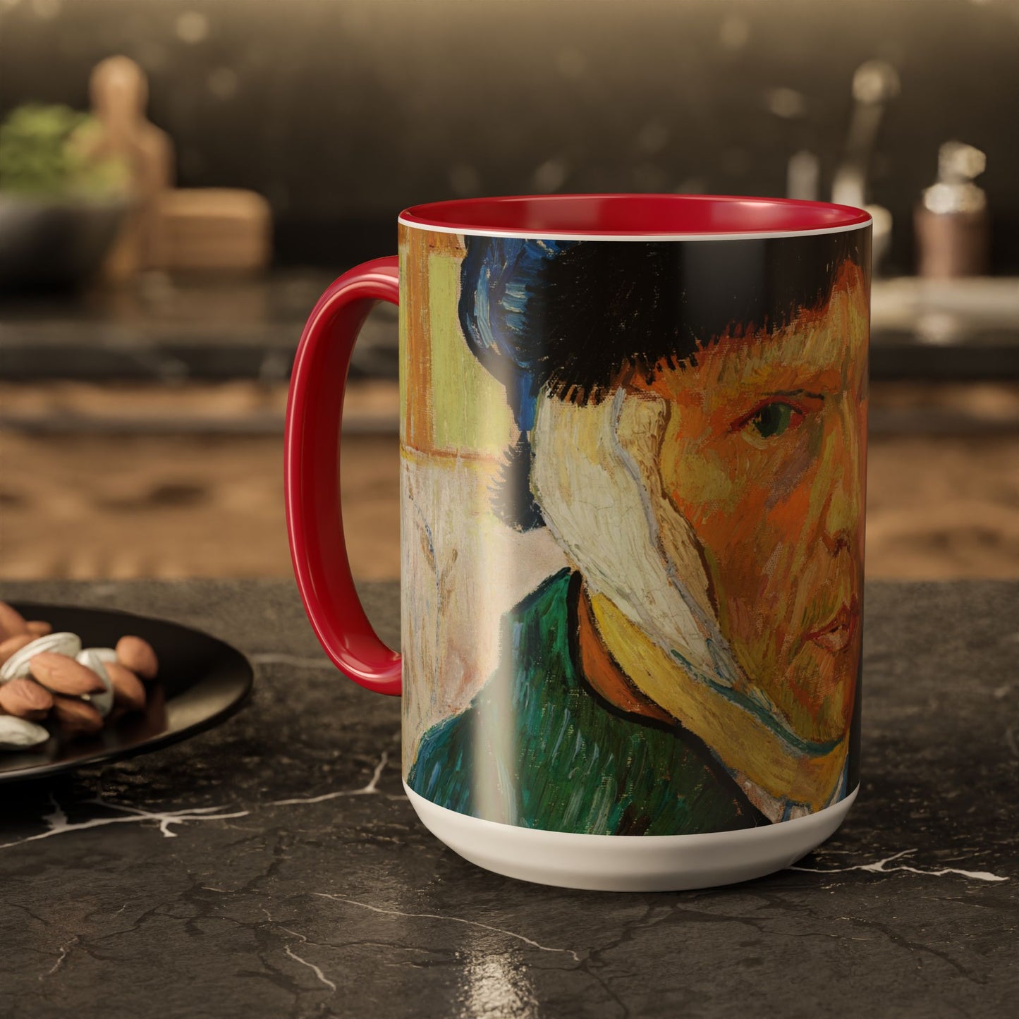 Van Gogh, Vincent - Self Portrait with Bandaged Ear (1889) - Colorful Accent Mugs