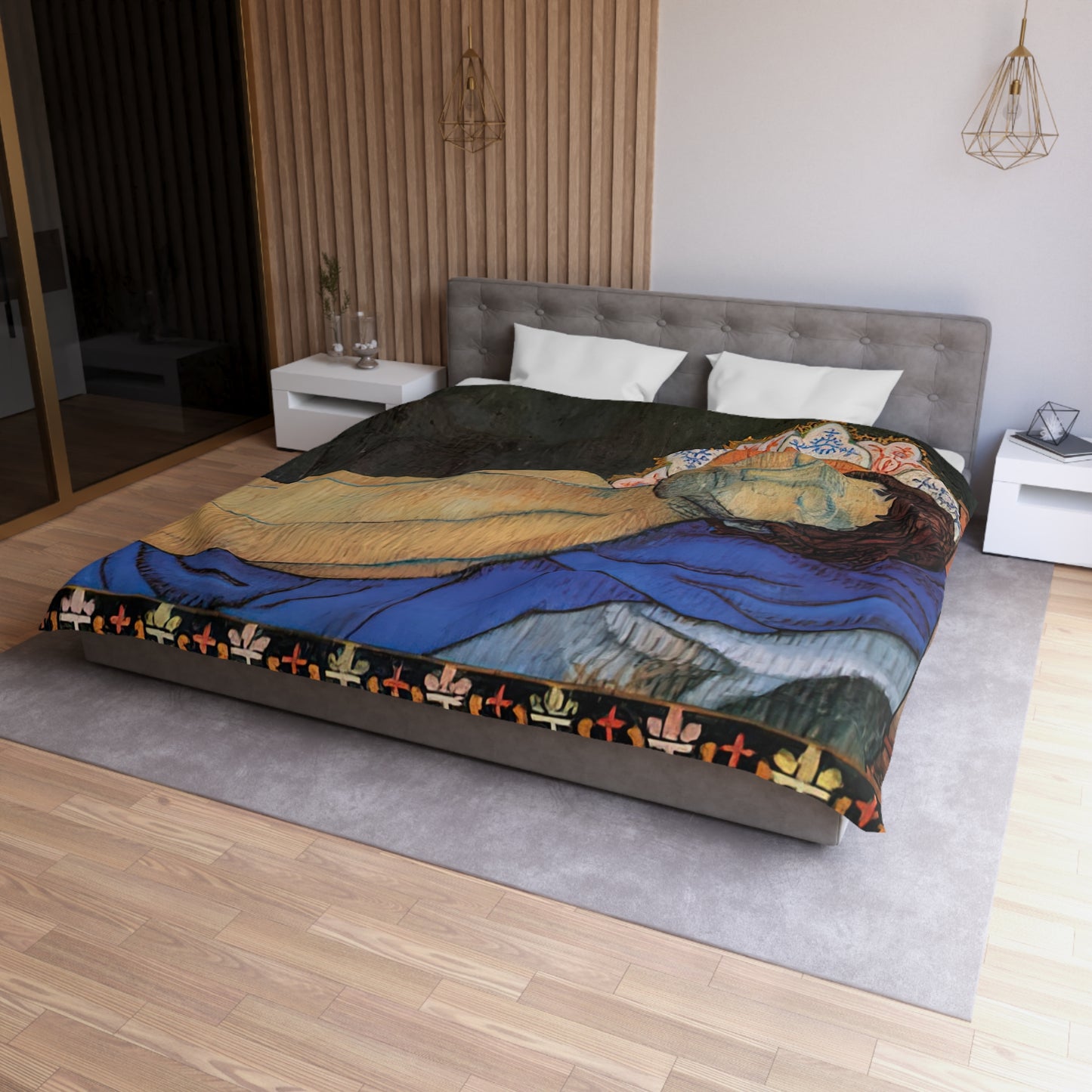 Filiger, Charles - The Recumbent Christ (1895) - Microfiber Duvet Cover