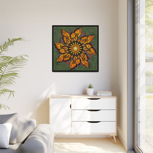 Monarch Butterfly Mandala - Framed Matte Canvas