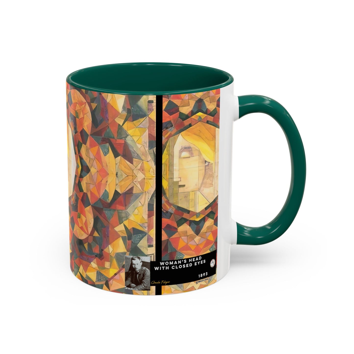 Filiger, Charles - Woman’s Head with Closed Eyes (1893) - Colorful Accent Mugs