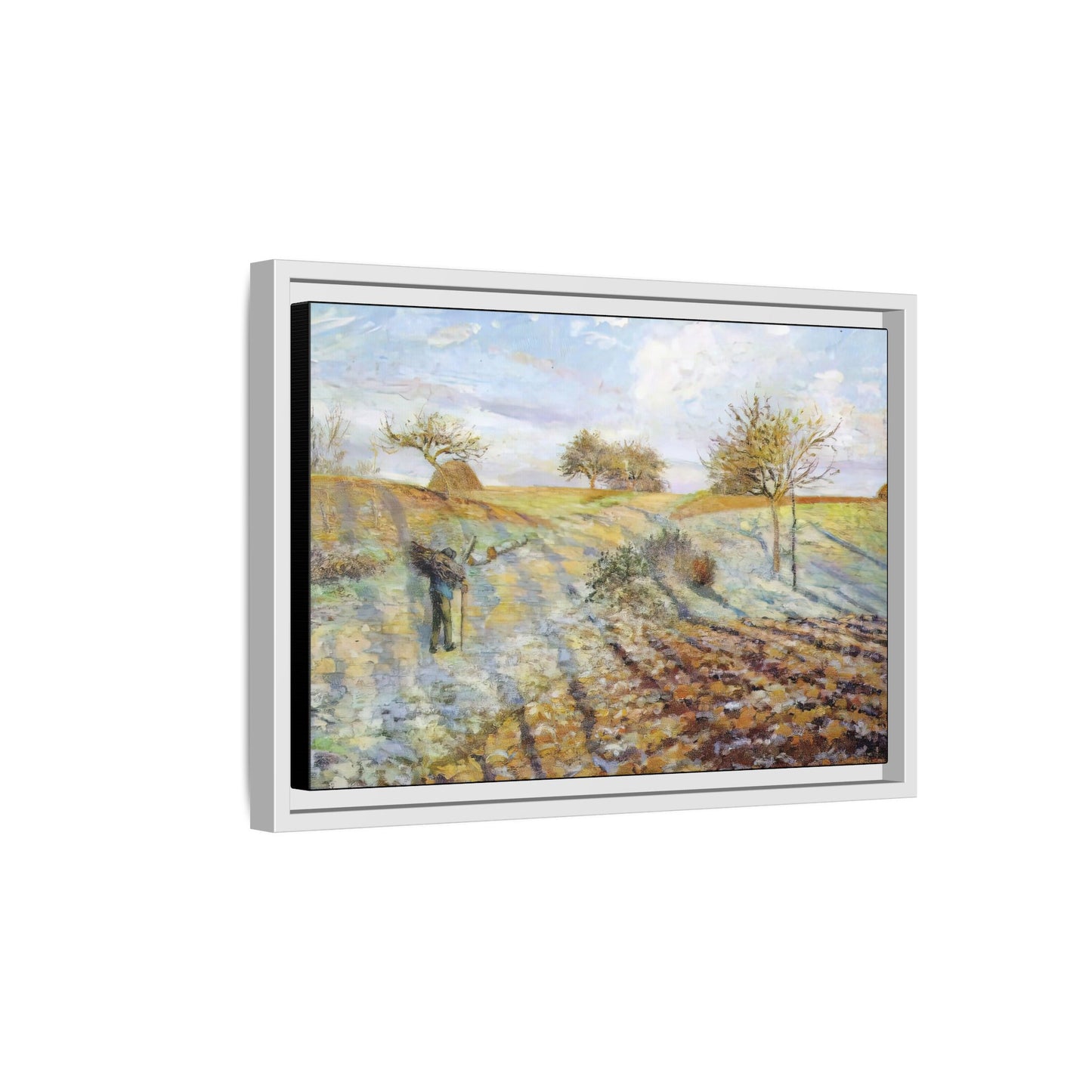 Pissarro, Camille - Hoarfrost (1873) - Matte Canvas, Framed