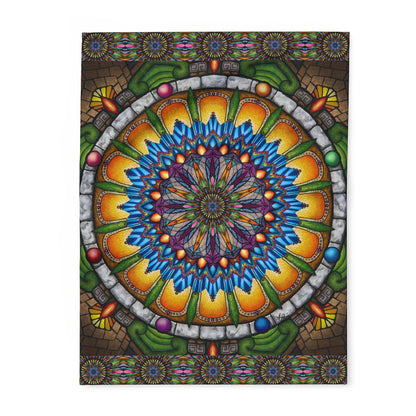 Emerald Arrows Mandala - Arctic Fleece Blanket