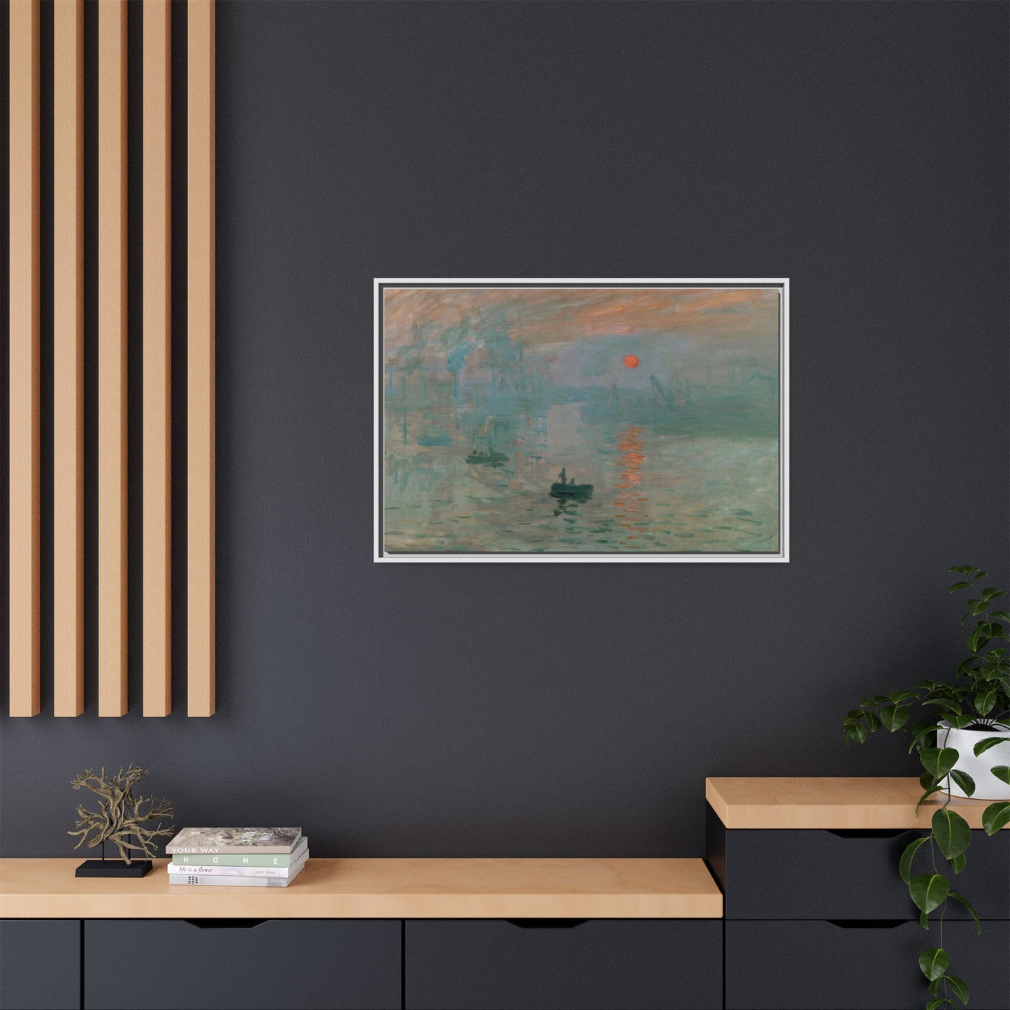 Monet, Claude - Impression, Sunrise (1872) - Matte Canvas, Framed