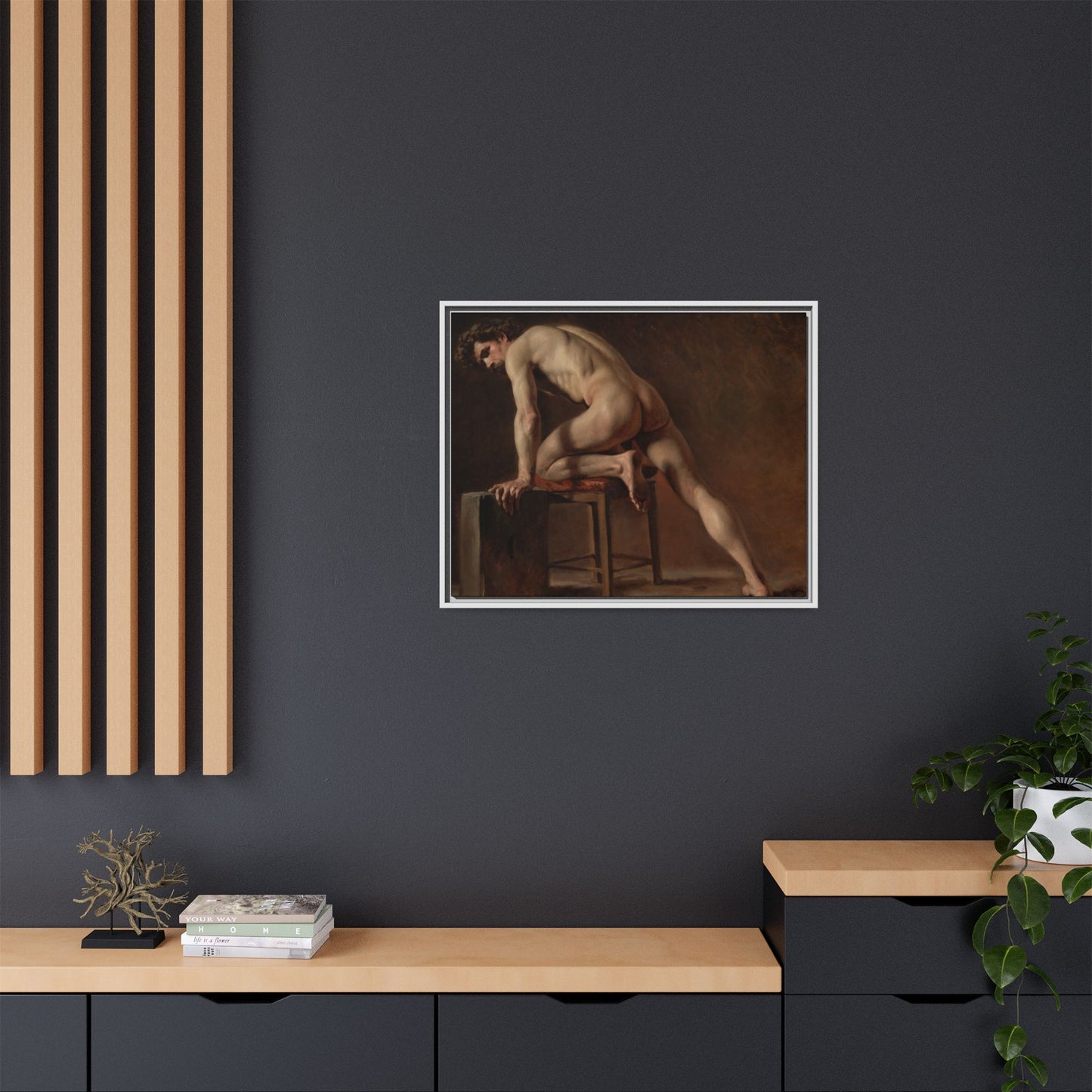 Courbet, Gustave - Study of a Nude Man (1840) - Matte Canvas, Framed