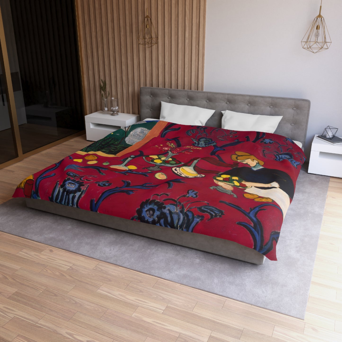 Matisse, Henri - The Dessert Harmony in Red (1908) - Microfiber Duvet Cover