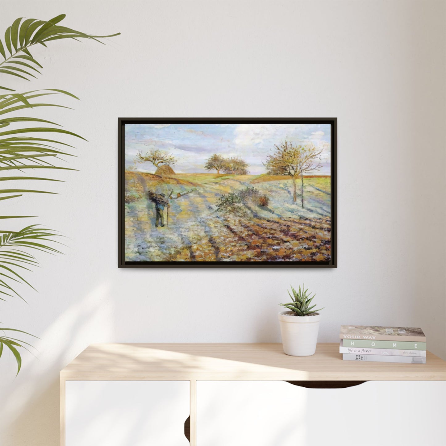 Pissarro, Camille - Hoarfrost (1873) - Matte Canvas, Framed