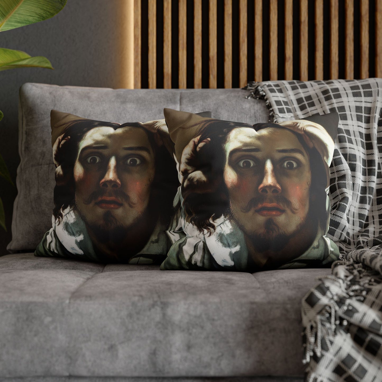 Courbet, Gustave - The Desperate Man (1843) - Suede Square Pillowcase