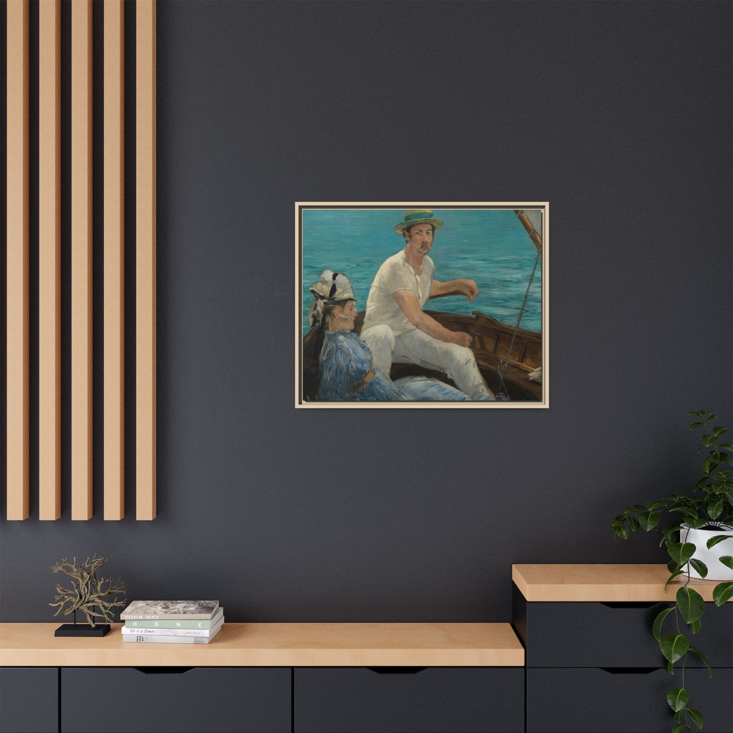 Manet, Édouard - Boating (1874) - Matte Canvas, Framed