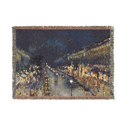 Pissarro, Camille - The Boulevard Montmartre At Night (1897) - Woven Blanket