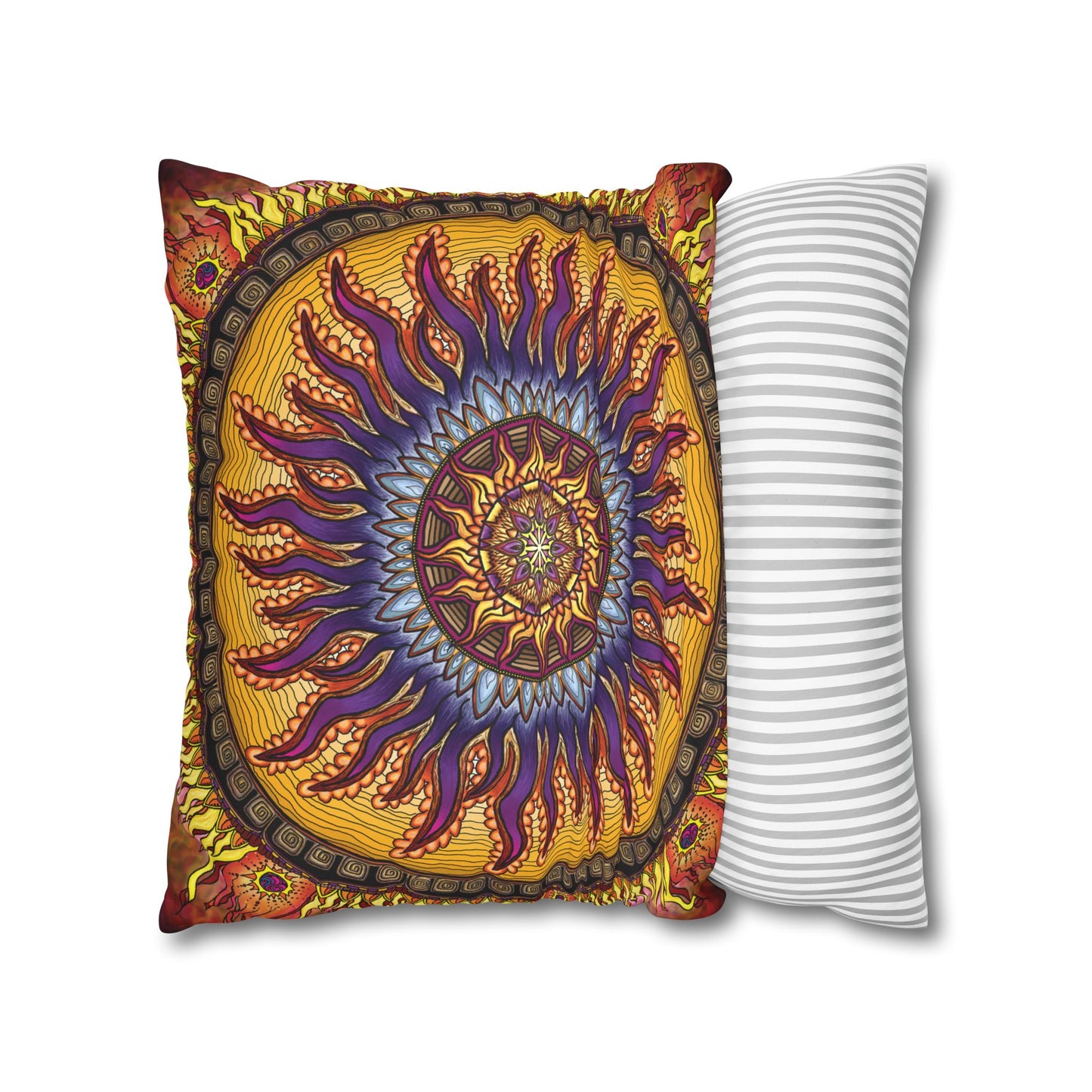 Pacio, Adam - Solar Disc Mandala - Suede Square Pillowcase