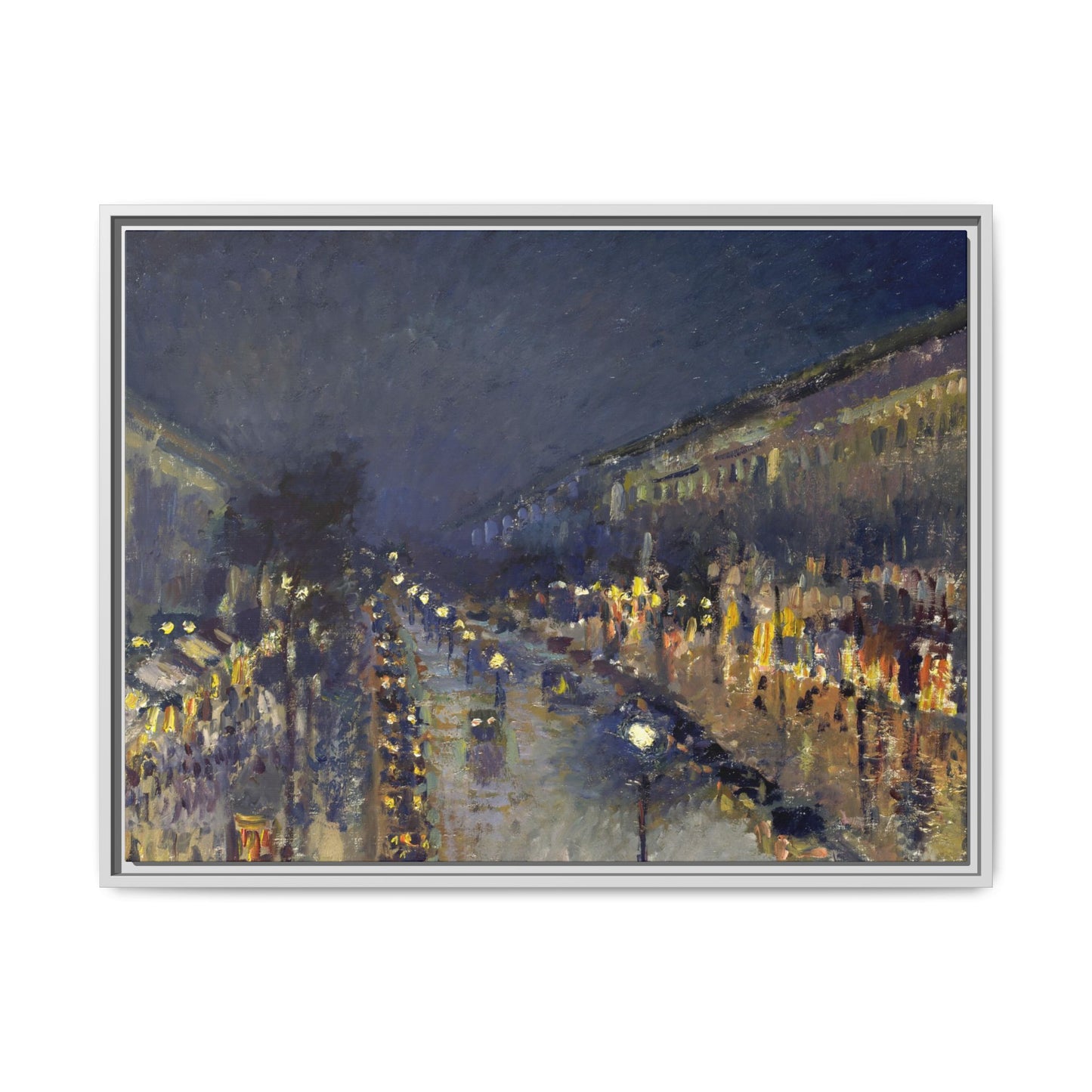 Pissarro, Camille - The Boulevard Montmartre At Night (1897) - Matte Canvas, Framed