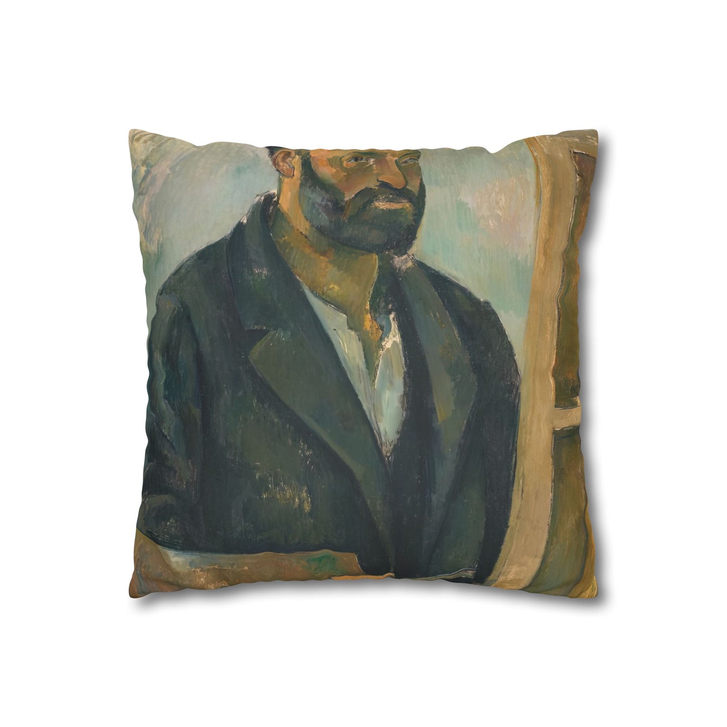 Cézanne, Paul - Portrait of the Artist with a Palette (1890) - Suede Square Pillowcase