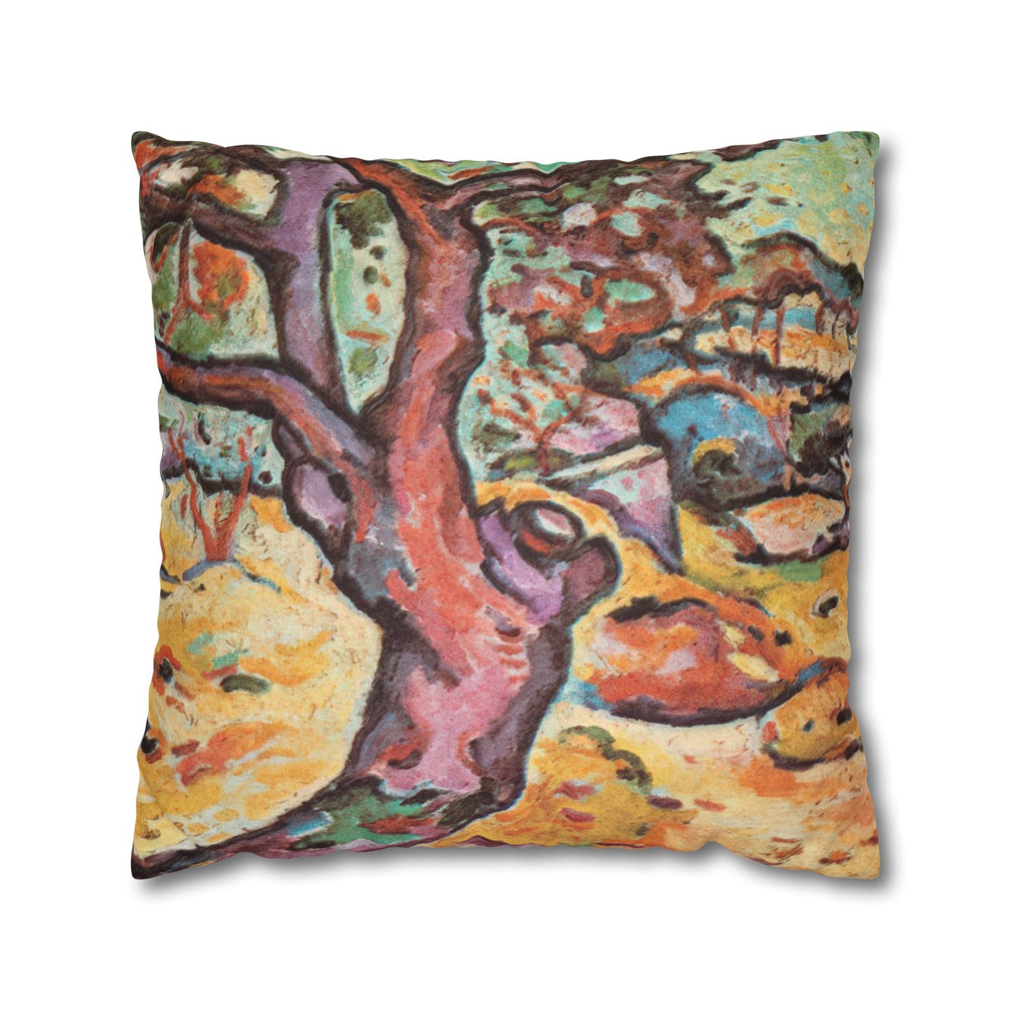 Braque, Georges - Olive Tree near L'Estaque (1906) - Suede Square Pillowcase