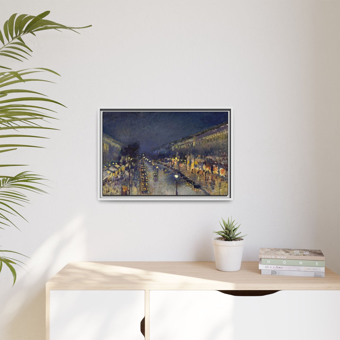 Pissarro, Camille - The Boulevard Montmartre At Night (1897) - Matte Canvas, Framed