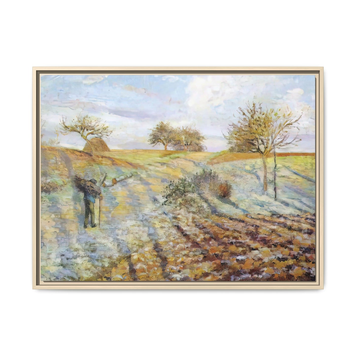 Pissarro, Camille - Hoarfrost (1873) - Matte Canvas, Framed