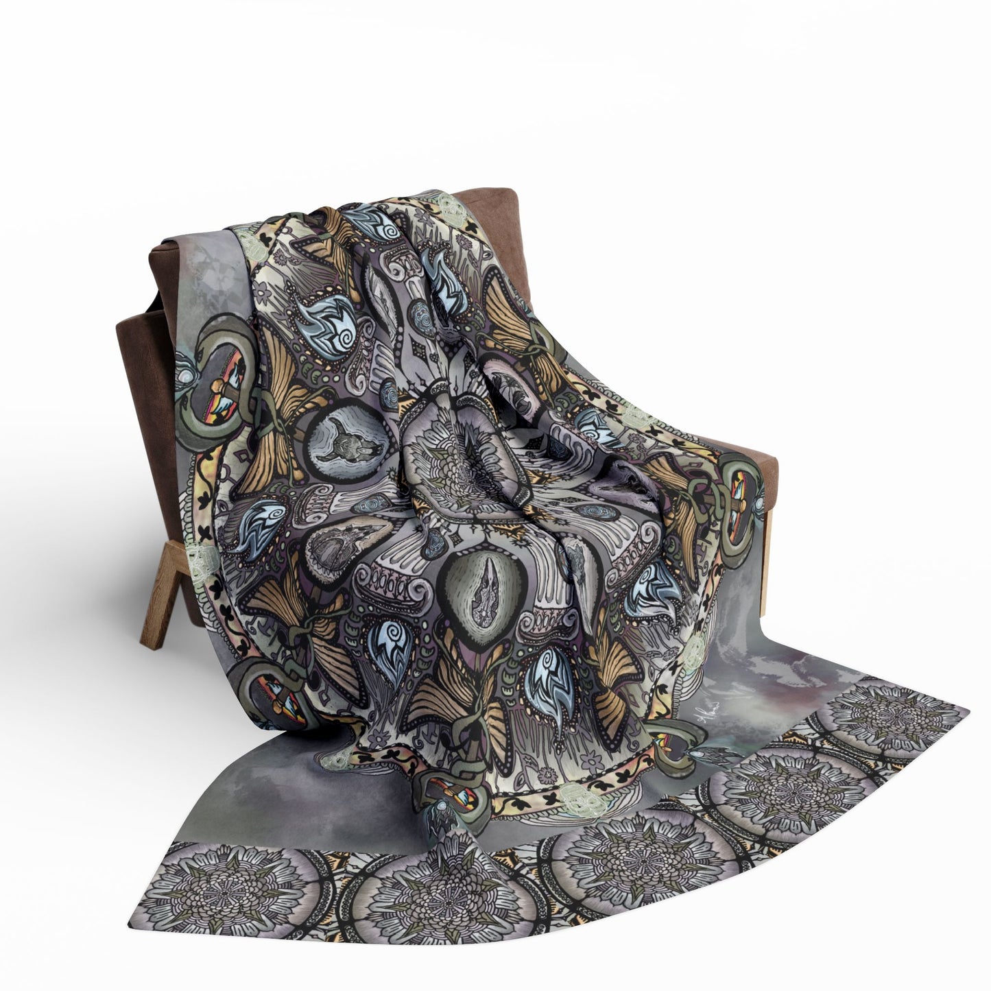 Memento Mori Mandala - Arctic Fleece Blanket