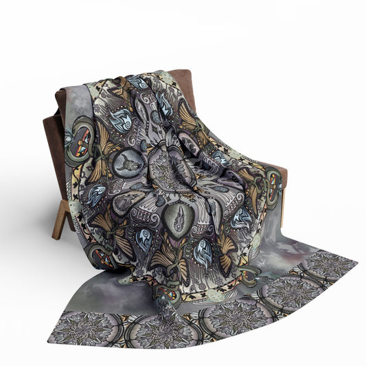 Memento Mori Mandala - Arctic Fleece Blanket