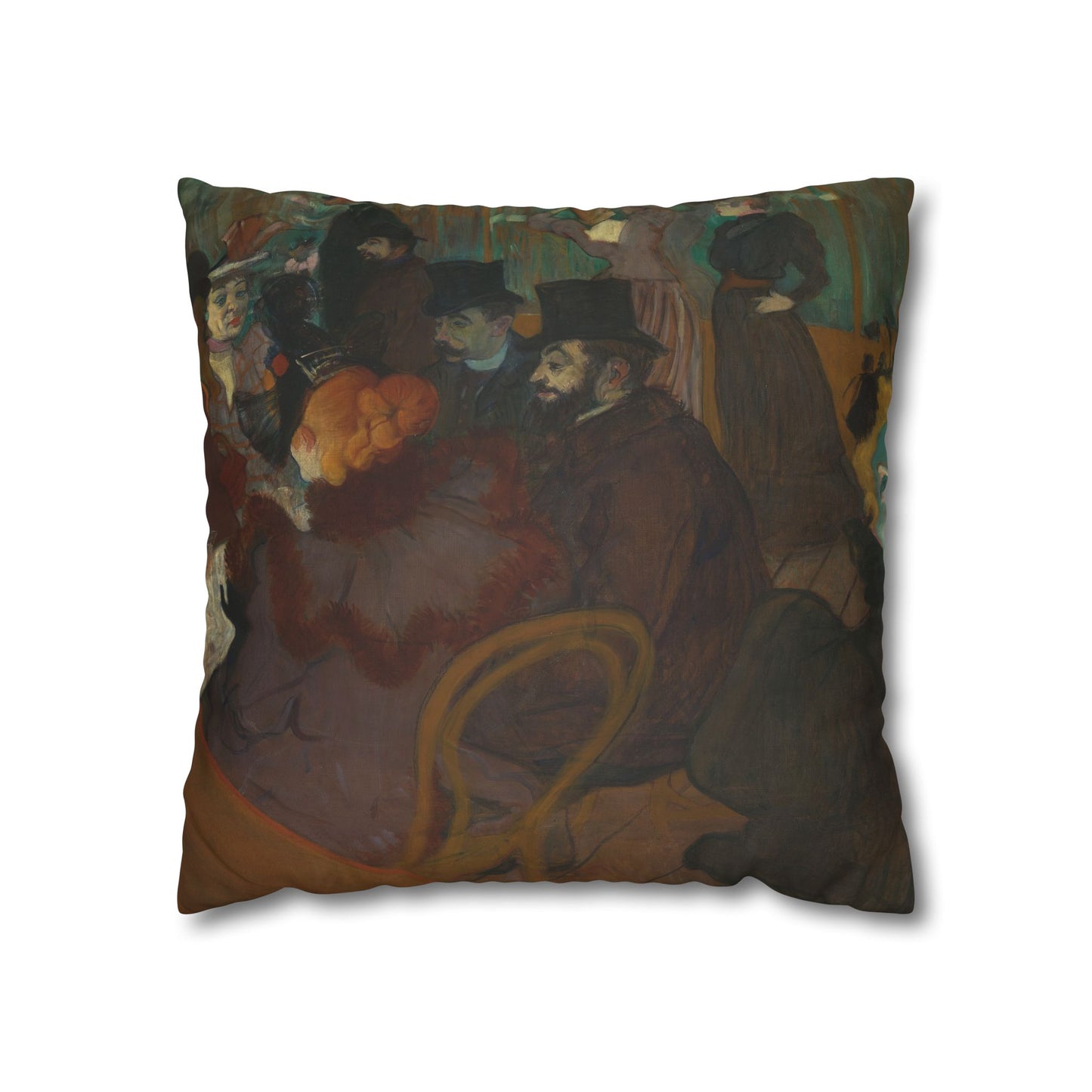 Toulouse-Lautrec, Henri - At the Moulin Rouge (1892) - Suede Square Pillowcase