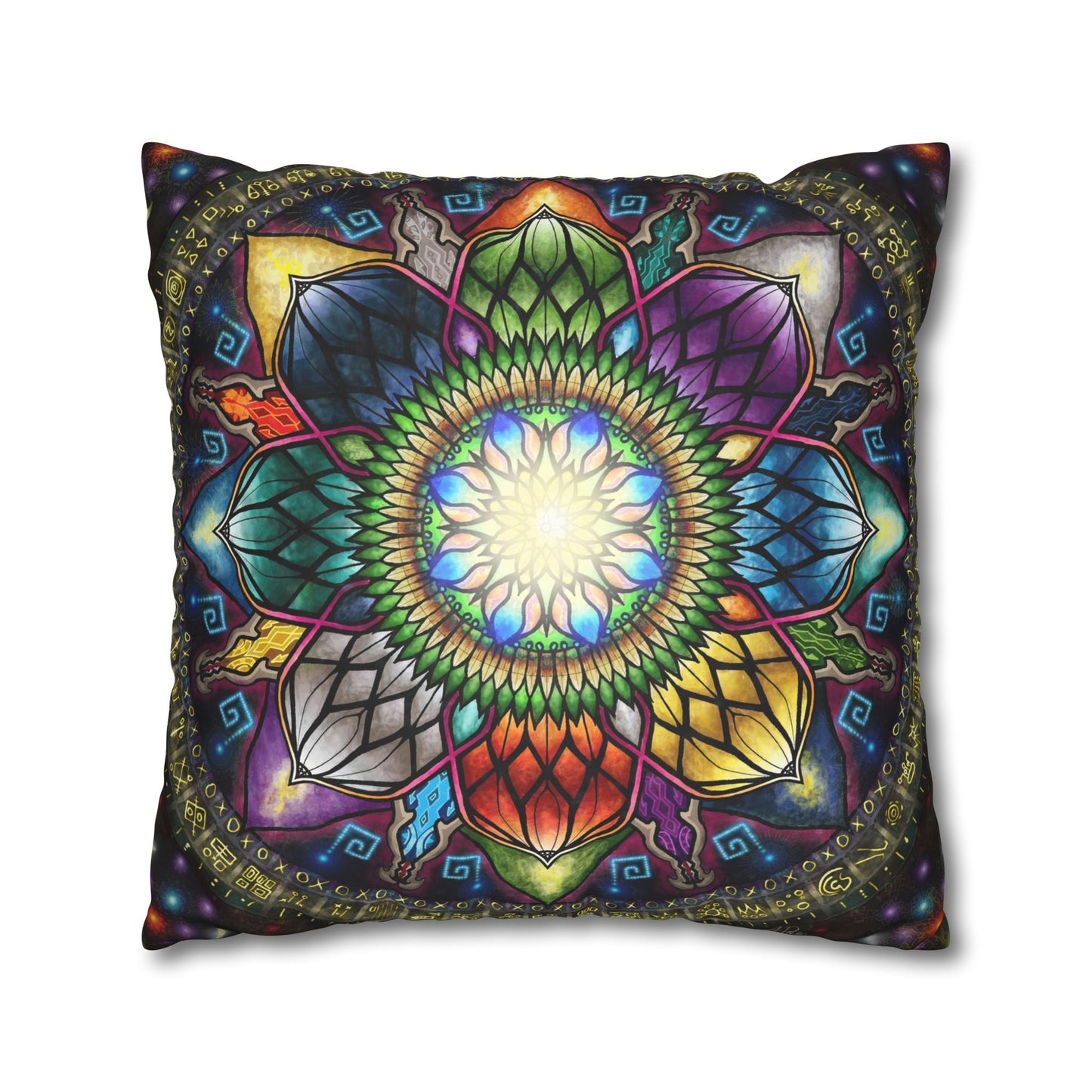 Pacio, Adam - Mystic Jewel Mandala - Suede Square Pillowcase