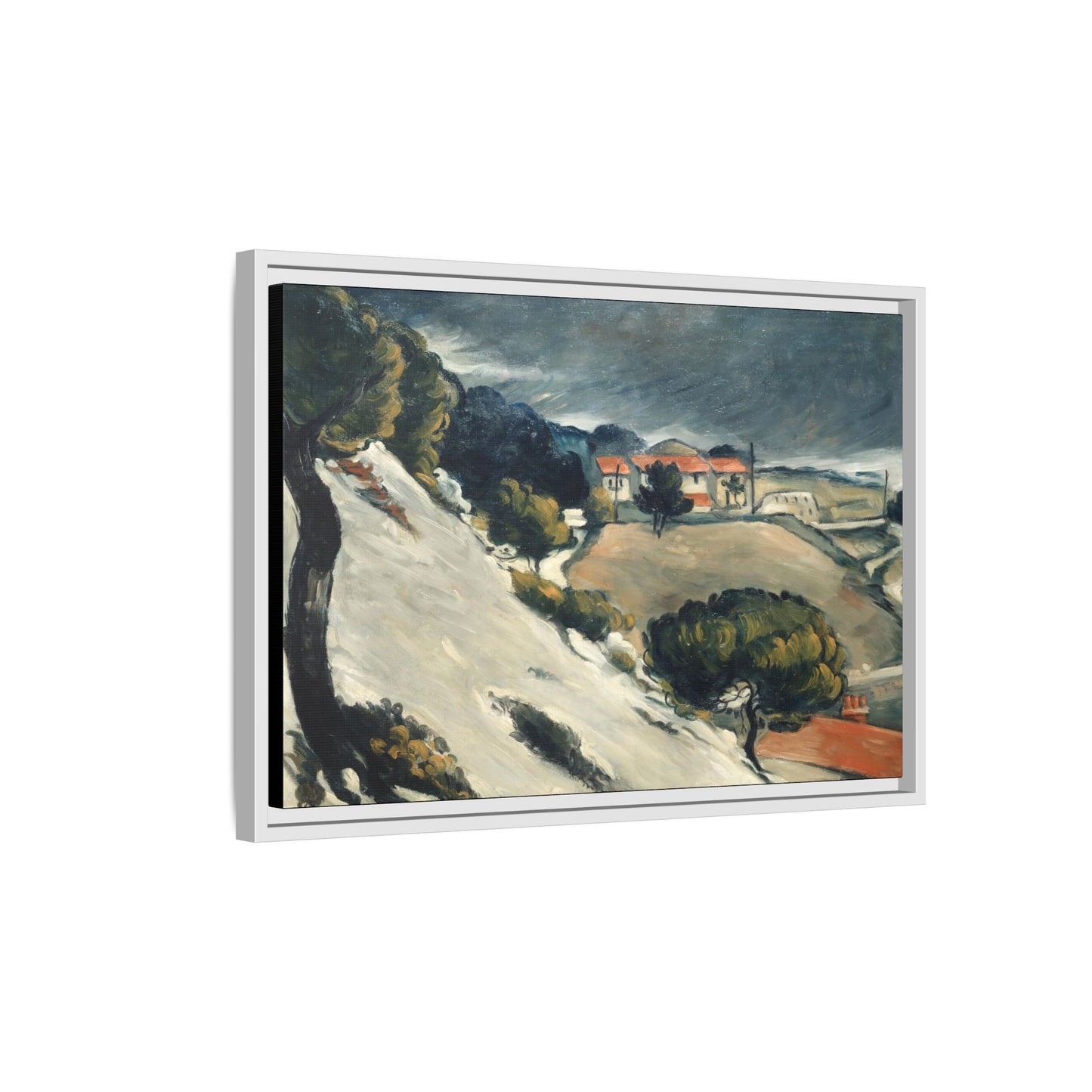 Cézanne, Paul - L’Estaque, Melting Snow (1870) - Matte Canvas, Framed