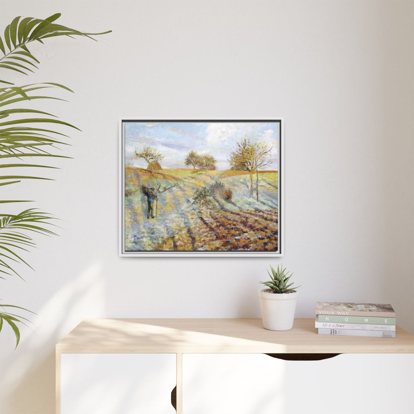 Pissarro, Camille - Hoarfrost (1873) - Matte Canvas, Framed