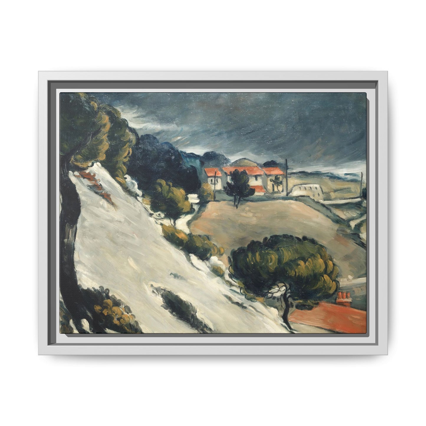 Cézanne, Paul - L’Estaque, Melting Snow (1870) - Matte Canvas, Framed