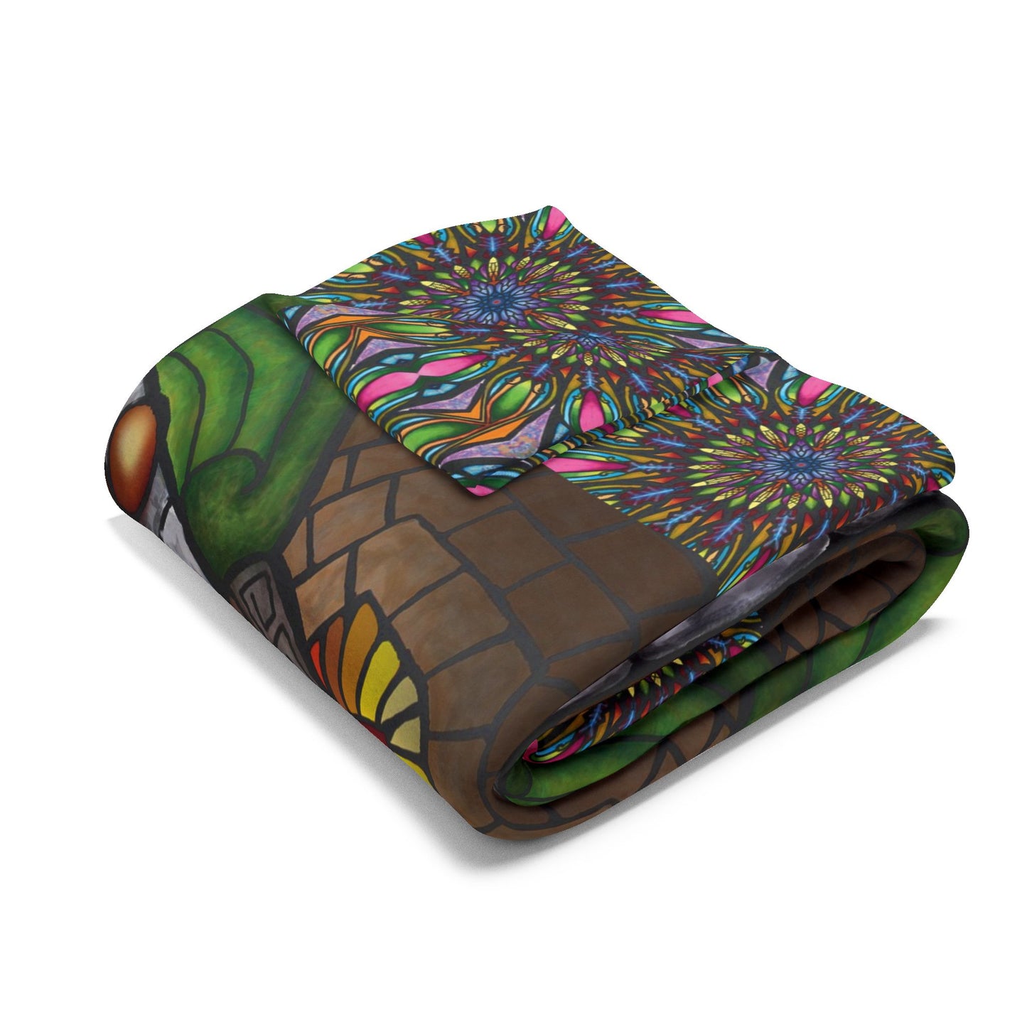 Emerald Arrows Mandala - Arctic Fleece Blanket