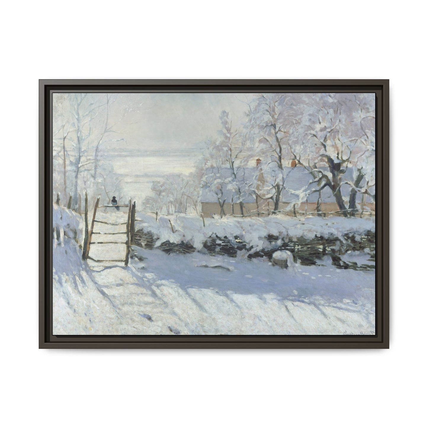 Monet, Claude - The Magpie (1868) - Matte Canvas, Framed