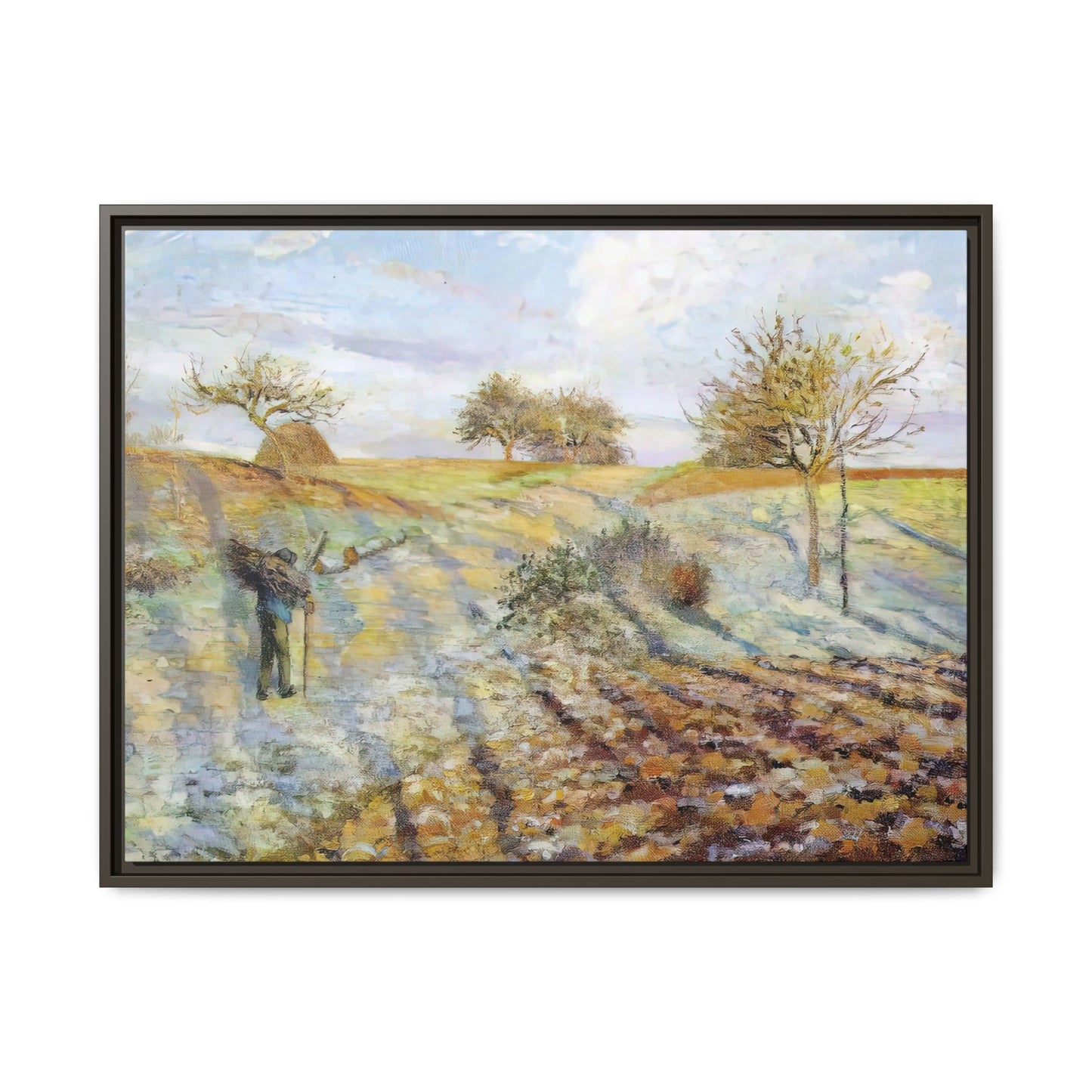 Pissarro, Camille - Hoarfrost (1873) - Matte Canvas, Framed