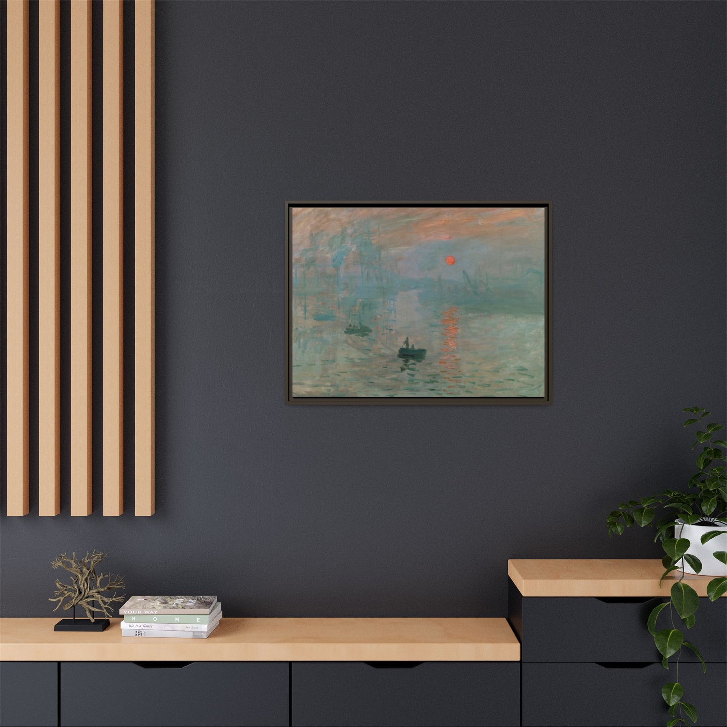 Monet, Claude - Impression, Sunrise (1872) - Matte Canvas, Framed