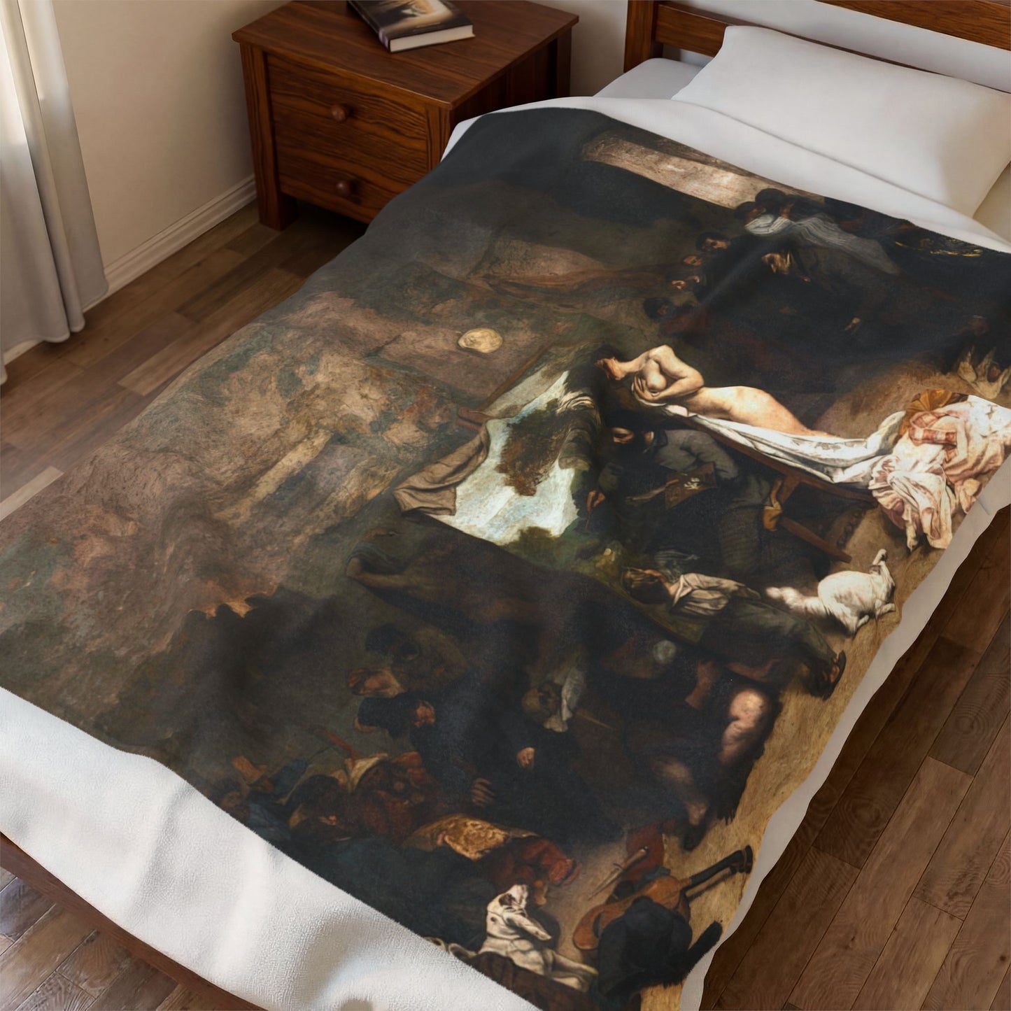 Courbet, Gustave - The Painter’s Studio (1855) - Velveteen Plush Blanket