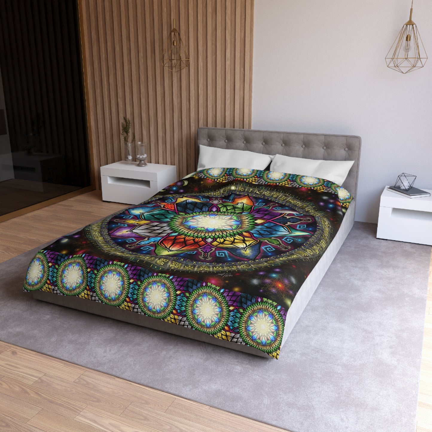 Mystic Jewel Mandala - Microfiber Duvet Cover