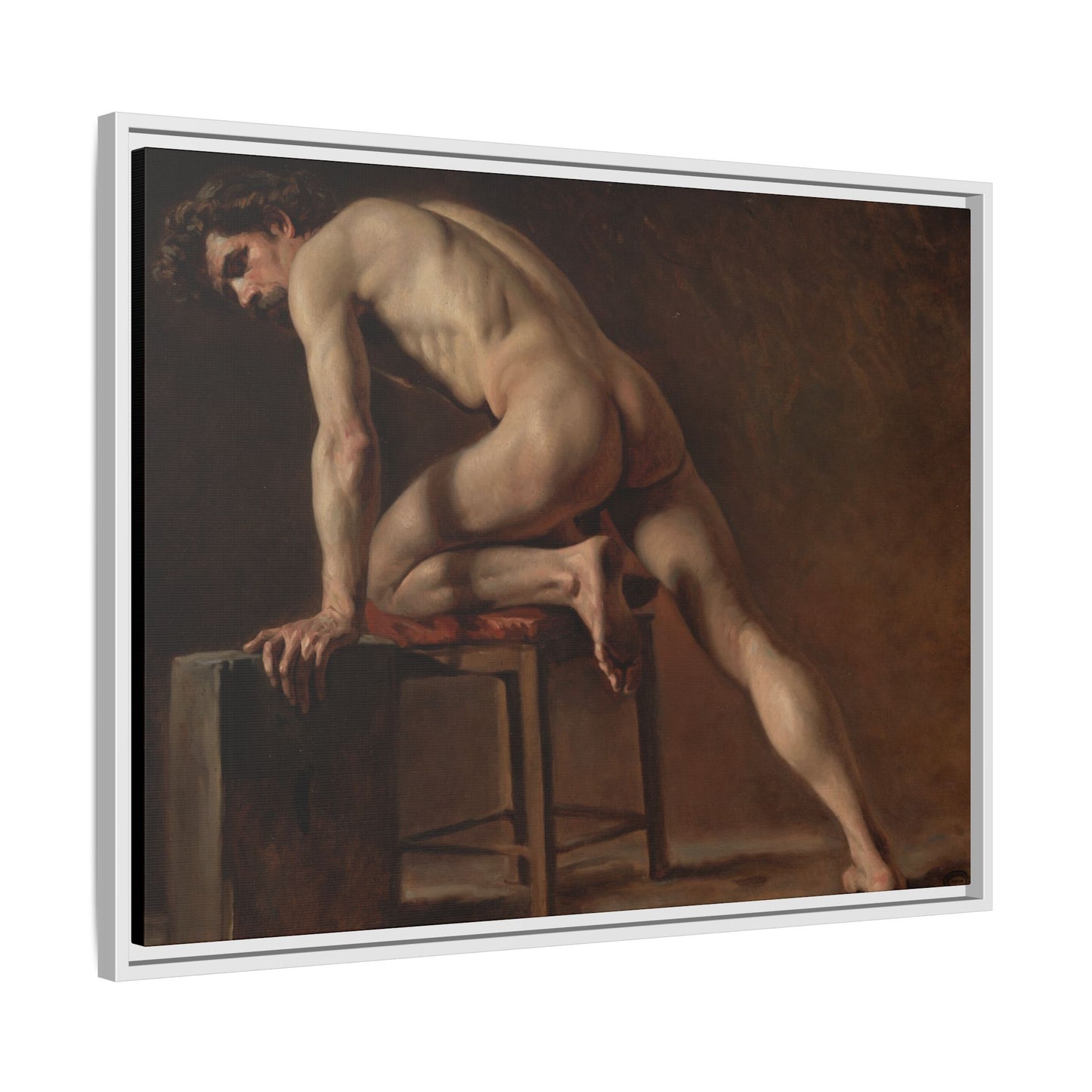 Courbet, Gustave - Study of a Nude Man (1840) - Matte Canvas, Framed