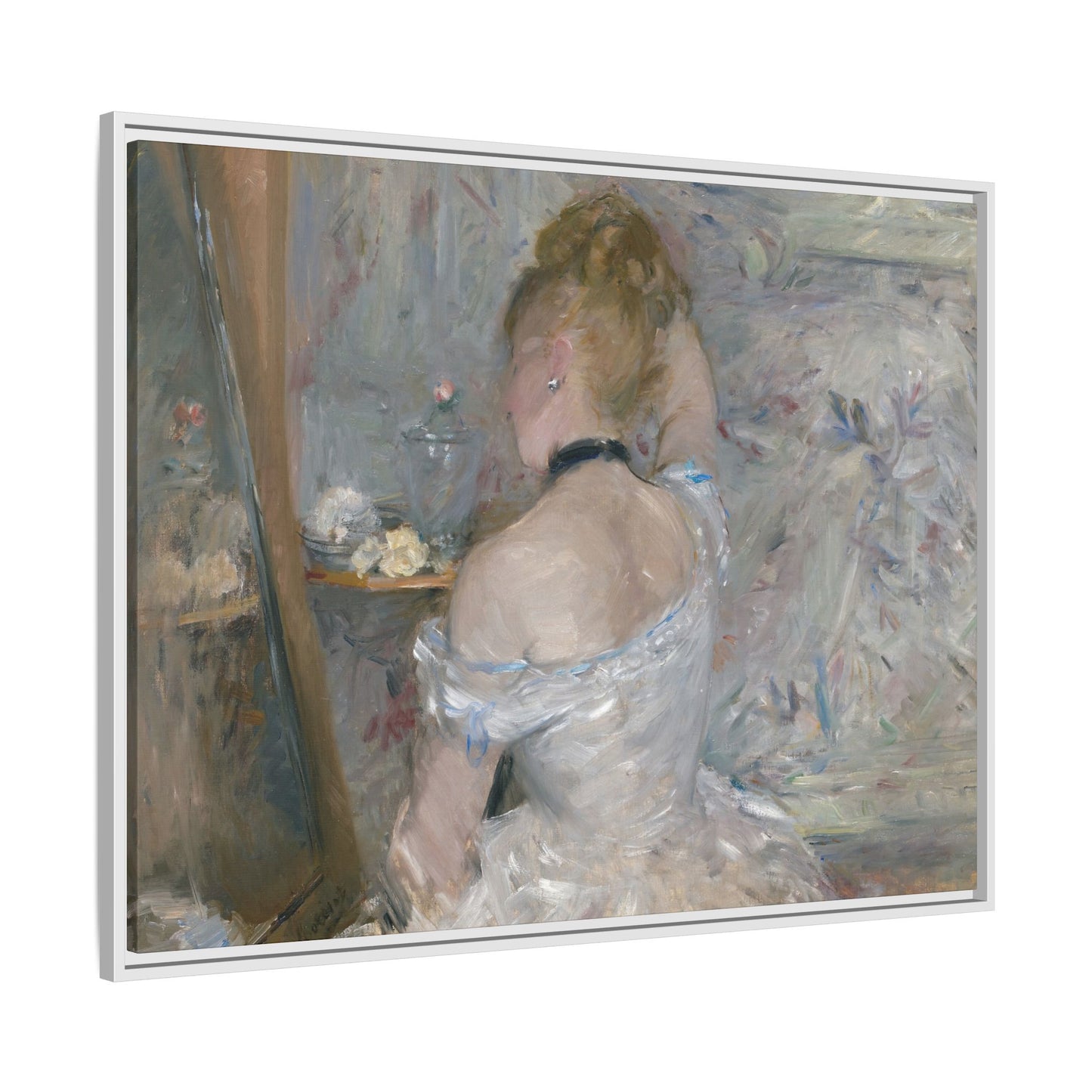 Morisot, Berthe - Woman at Her Toilette (1880) - Matte Canvas, Framed