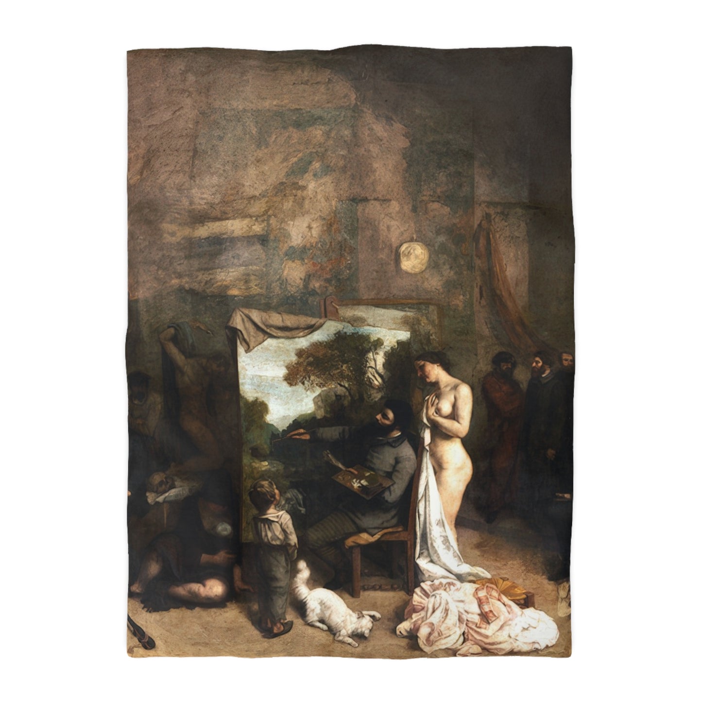 Courbet, Gustave - The Painter’s Studio (1855) - Microfiber Duvet Cover