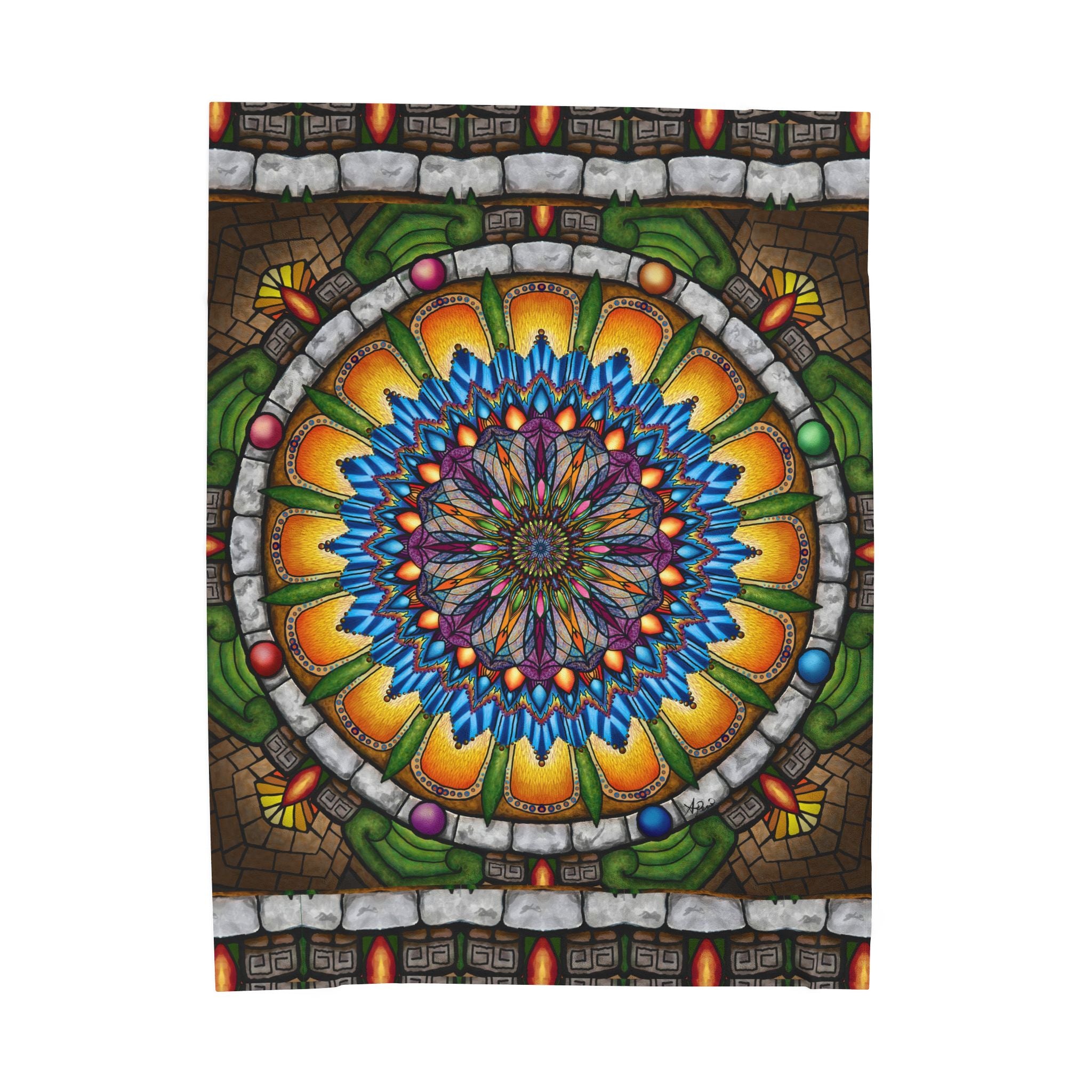 Emerald Arrows Mandala - Velveteen Plush Blanket